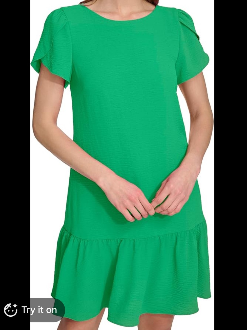 DKNY Apple Green Ruffle-Hem Short Dress